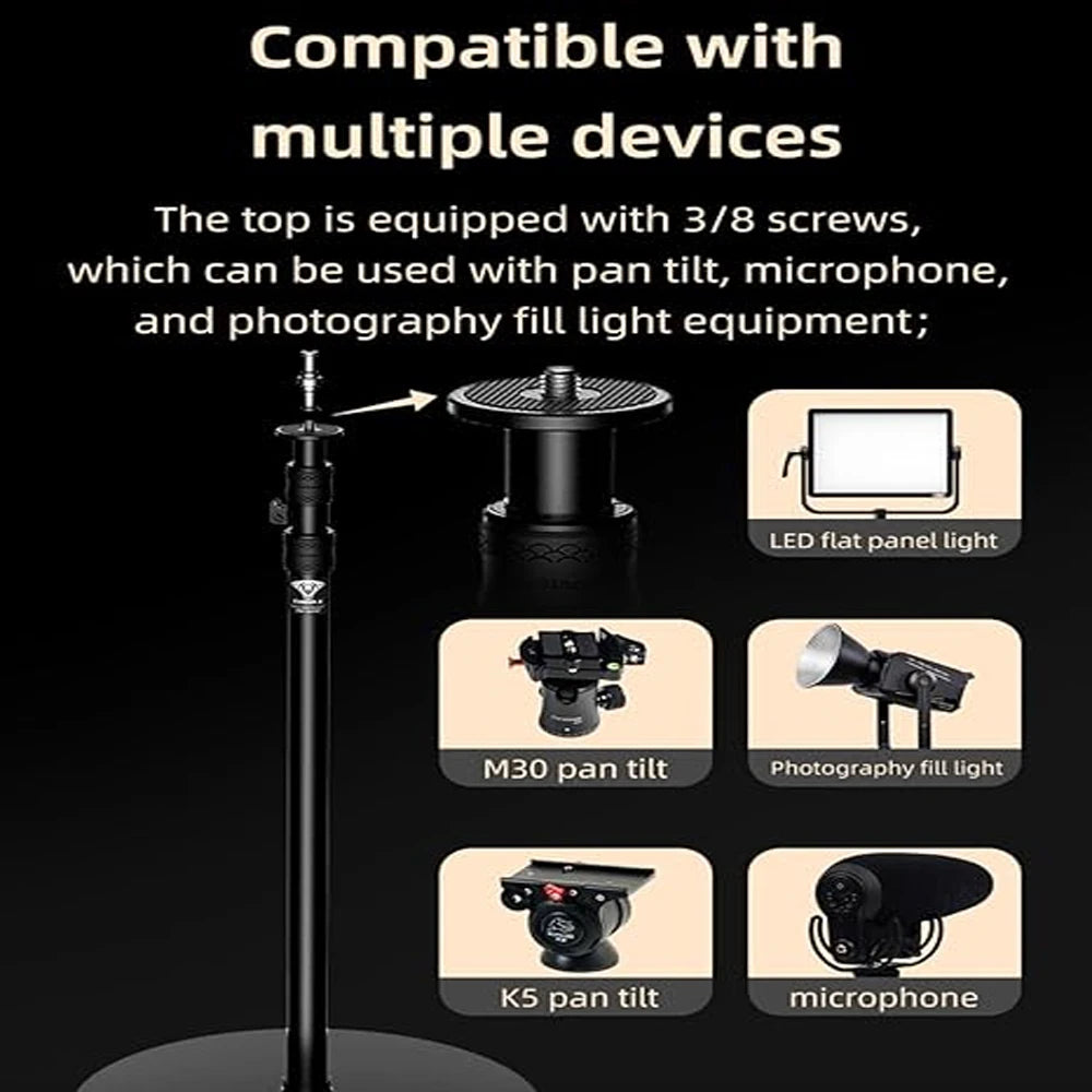 79 Inch Camera Monopod Light Stand with Round Base 2-Pack