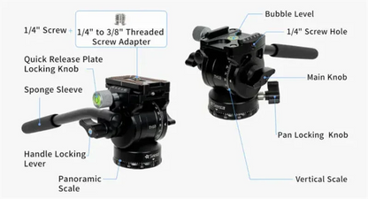 TH10 Adjustable Fluid Tripod Head for Astronomy