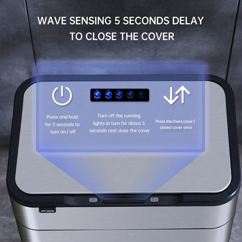 30L Smart Waterproof Stainless Steel Waste Bin