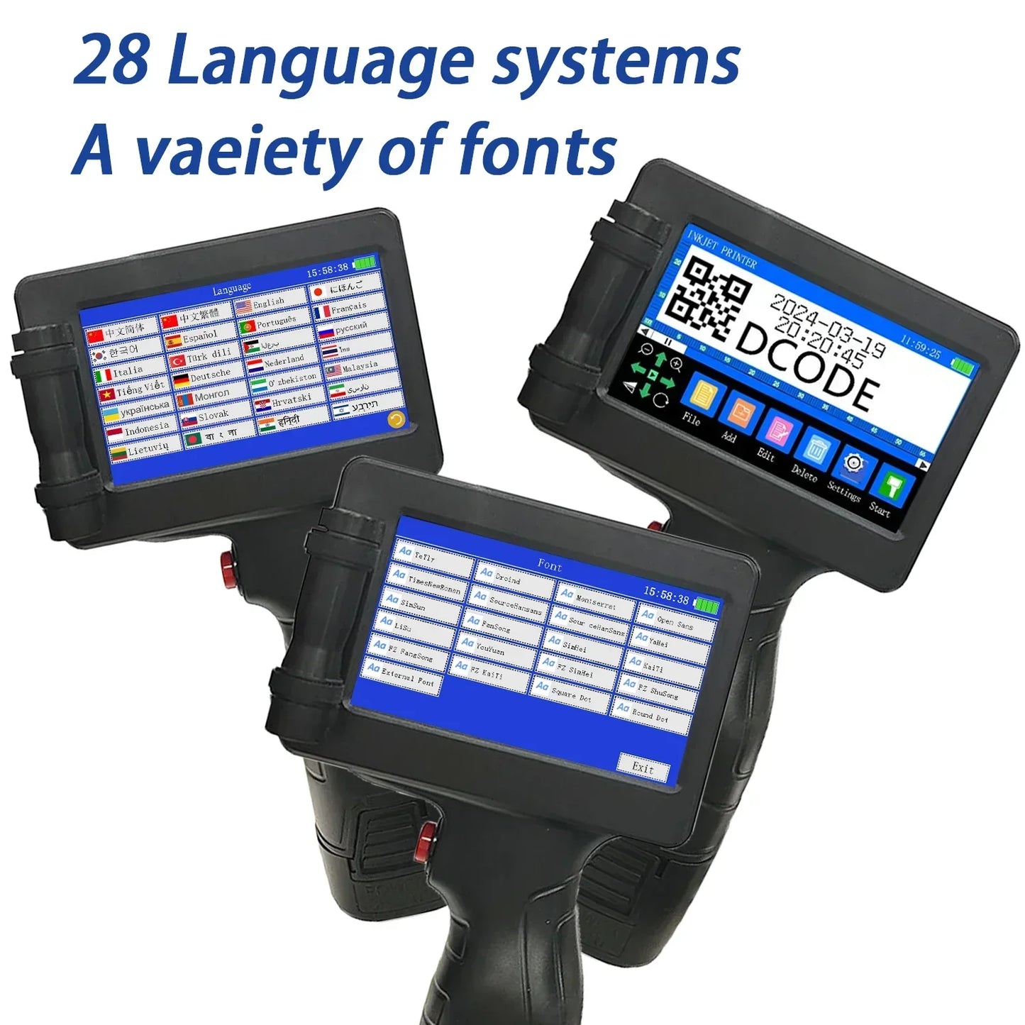 Smart Handheld Barcode and Logo Printing Machine with 2 Inks