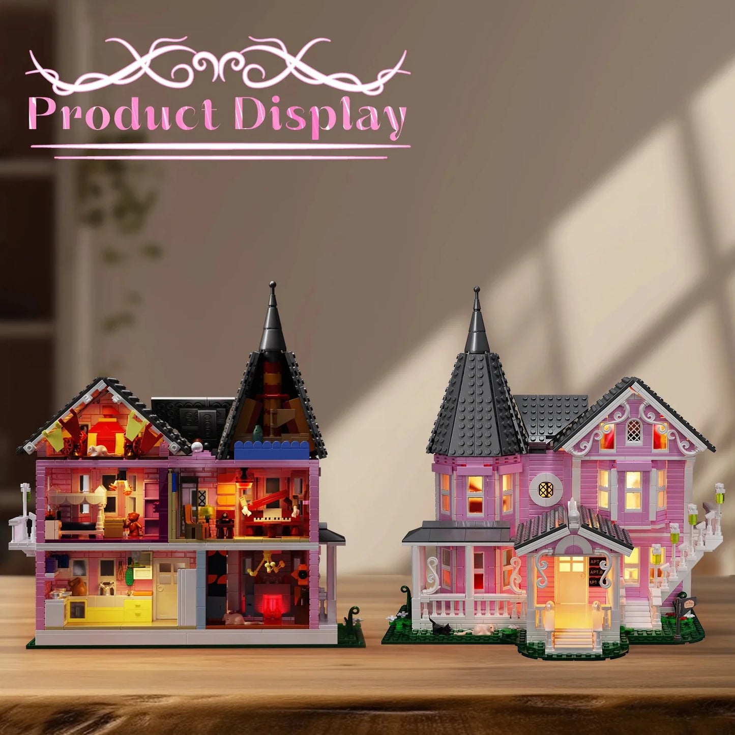 1349 PCS Architectural Pink Palace Building Toy Set