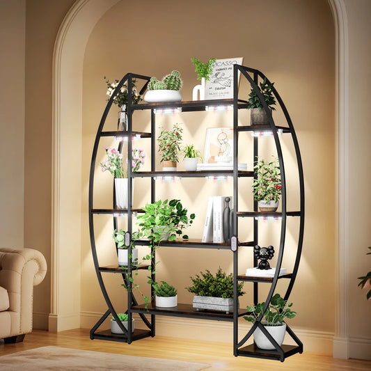 Multilayer Ladder Plant Stand Shelf with Indoor Grow Lights