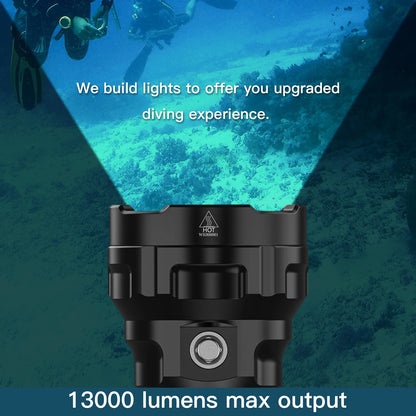 Super Bright Scuba Flashlight 13000 Lumens Waterproof