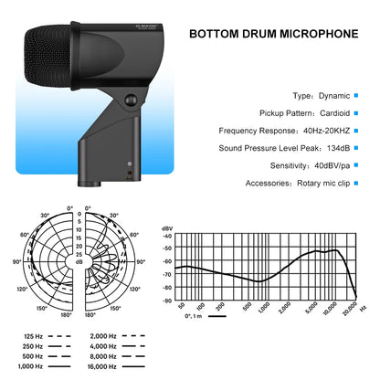 Professional Drum Mic Kit with Portable Carry Case