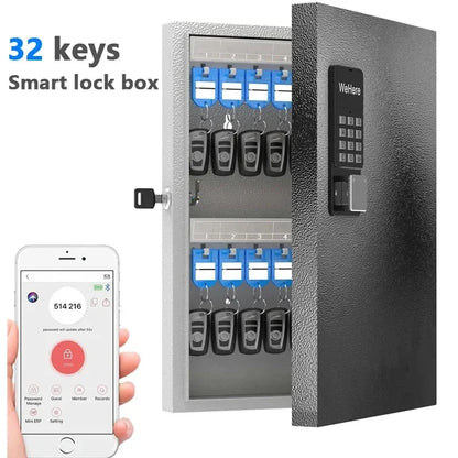 WiFi-Enabled 32-Key Wall Mounted Lock Box Blue