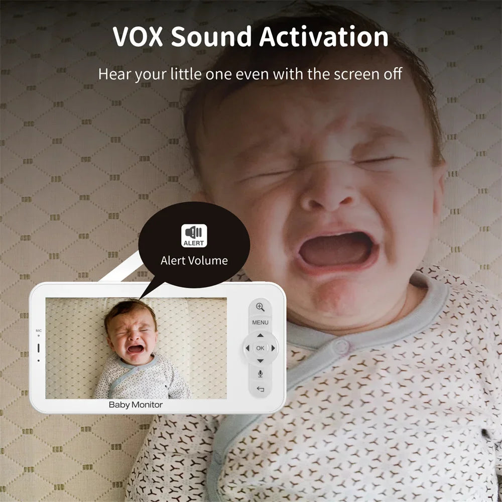 Smart 5 Inch Baby Camera with Lullabies and Night Vision