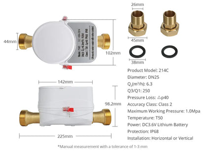 Smart Ultrasonic Water Meter IP68 with Tuya App Control