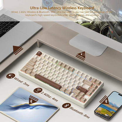 75% Wireless Mechanical Keyboard Aluminium QMK Tri-Mode