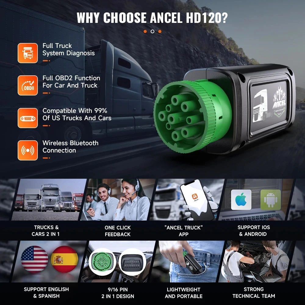 Heavy Duty Truck Diagnostic Scanner Bluetooth OBD2 DPF Regen