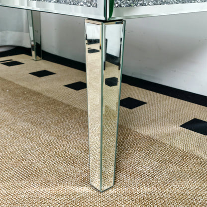 Modern Mirrored Coffee Table 120cm Crushed Crystal Centre Table