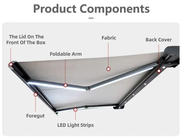 Compact 2.5x1.5m Electric Outdoor Arm Awning