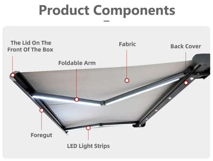 Compact 2.5x1.5m Electric Outdoor Arm Awning