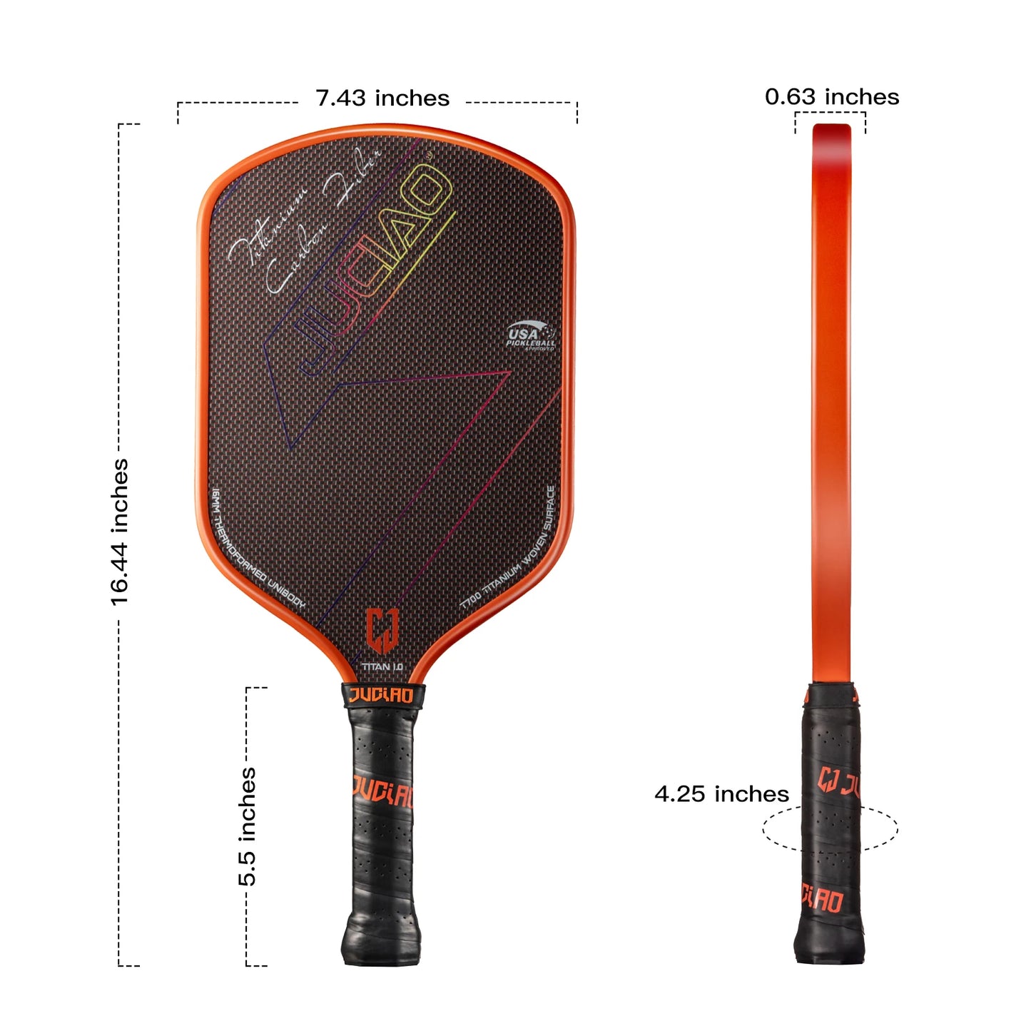 High Performance Orange Pickleball Paddle for Spin and Speed