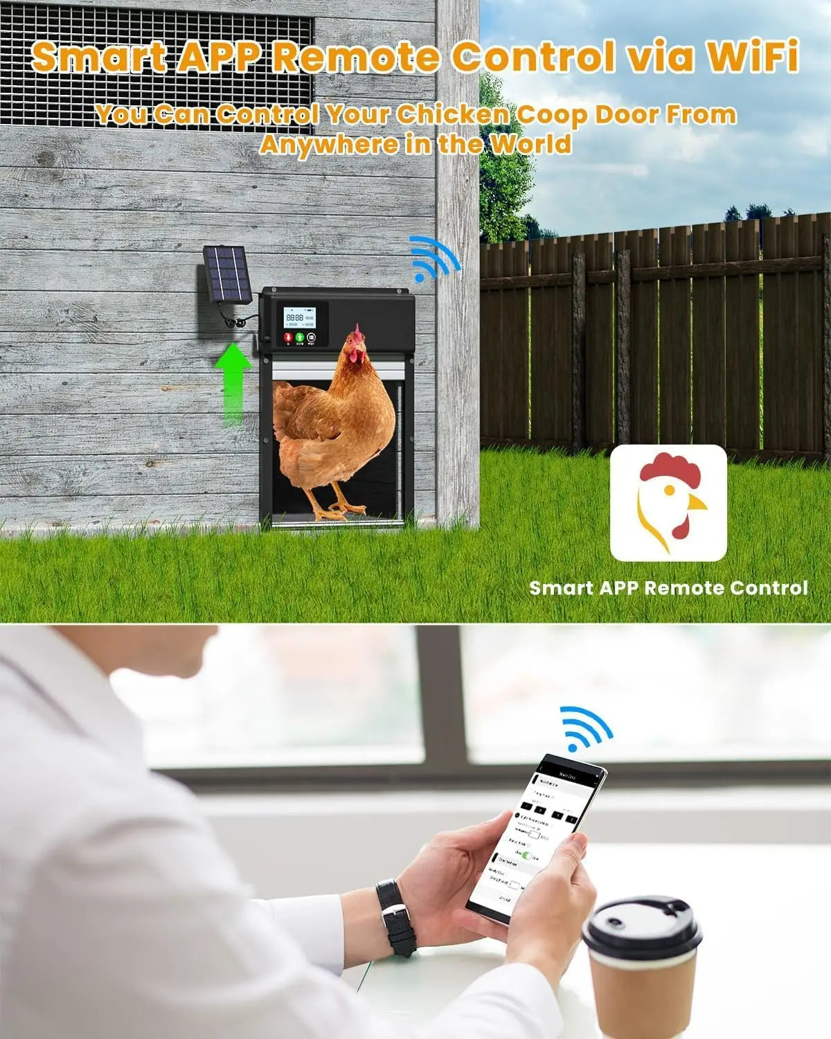 Smart Solar Chicken Coop Door WiFi App Control Automatic Opener