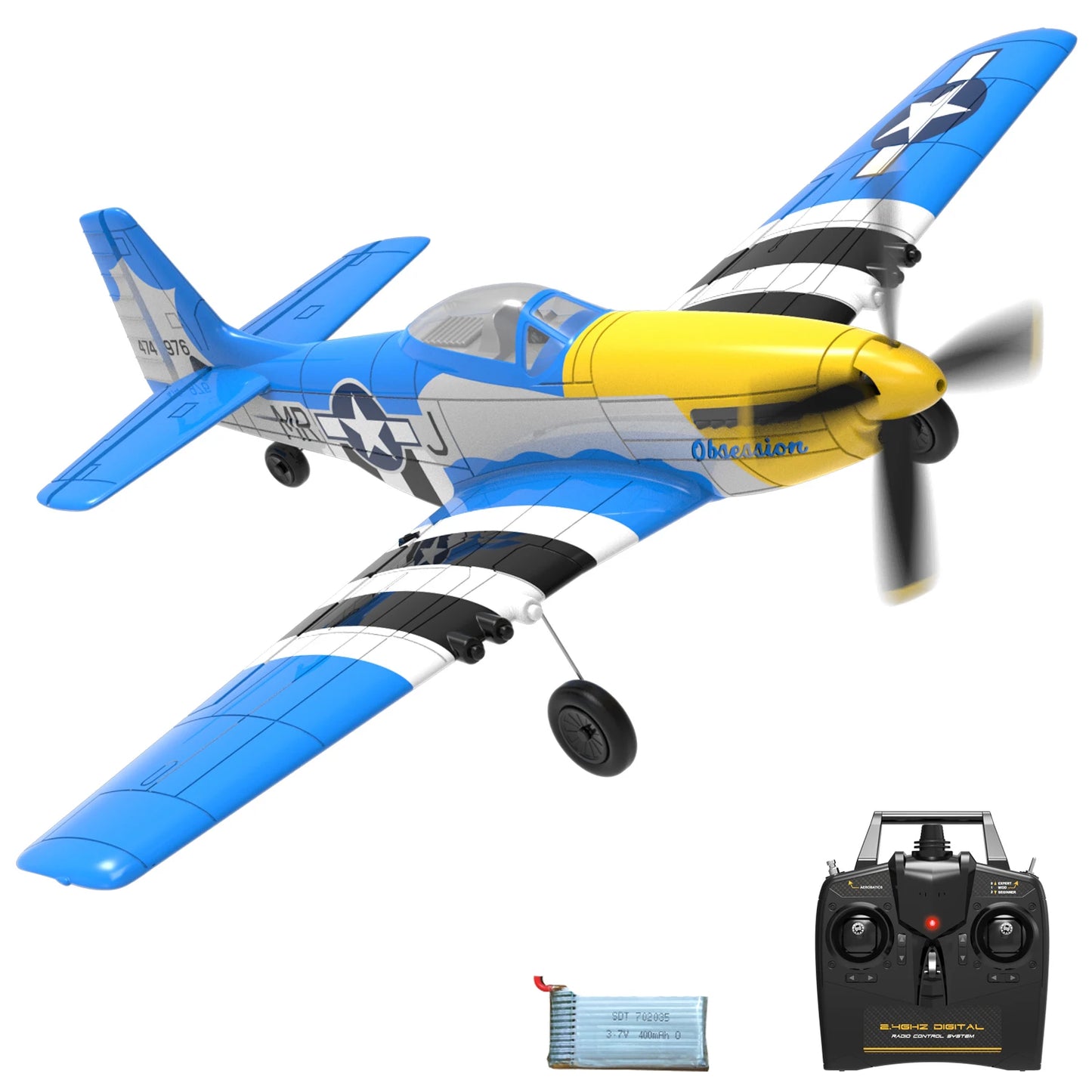 RC Fighter Plane 400mm Wingspan with One-Key Aerobatics