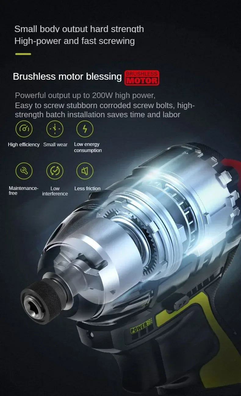 Cordless 12V Impact Screwdriver 140Nm Brushless Motor