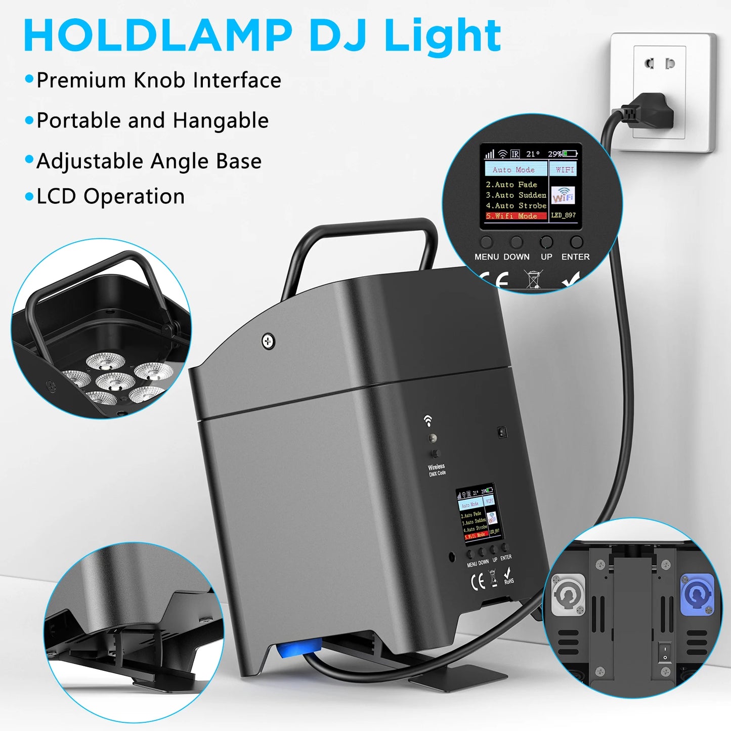 Rechargeable LED Par Stage Lights 2 Pack with WiFi Control