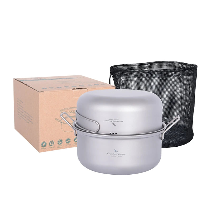 Ultralight Titanium Camping Cookware Set Pot Fry Pan