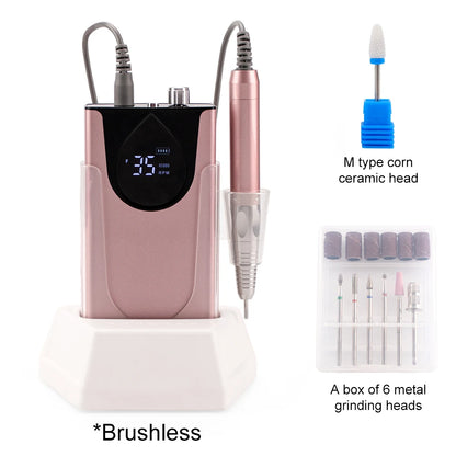 Portable Rose Gold Aluminium Nail Drill with Charging Station