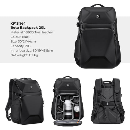 20L Waterproof Camera Backpack with HardShell Front