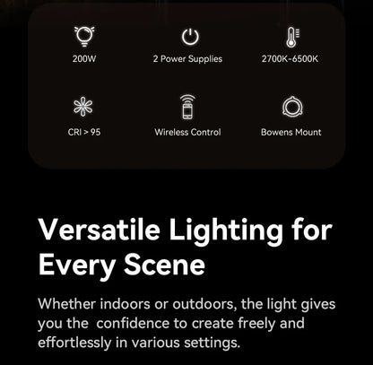 Rechargeable 200W Bi Color Video Light for Streaming