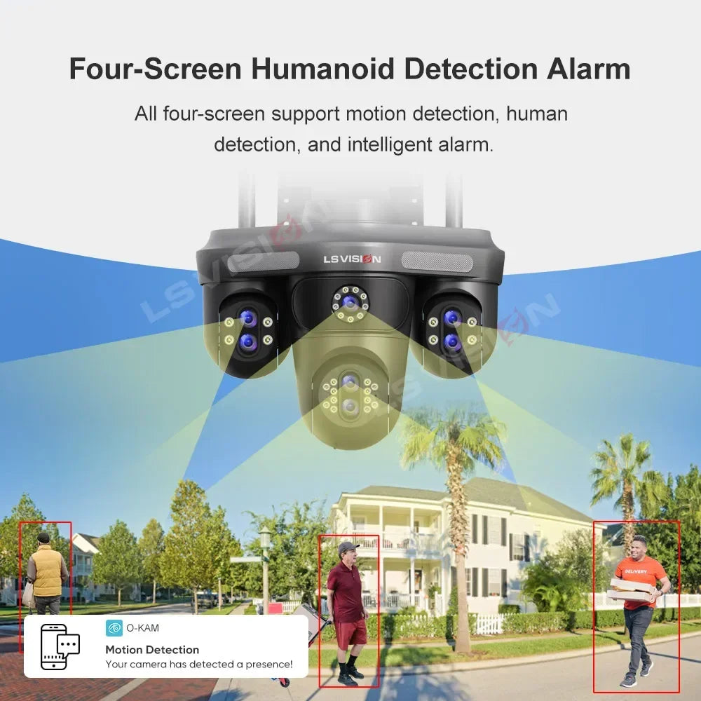 6K 35MP 4 Screen Outdoor WiFi Security Camera
