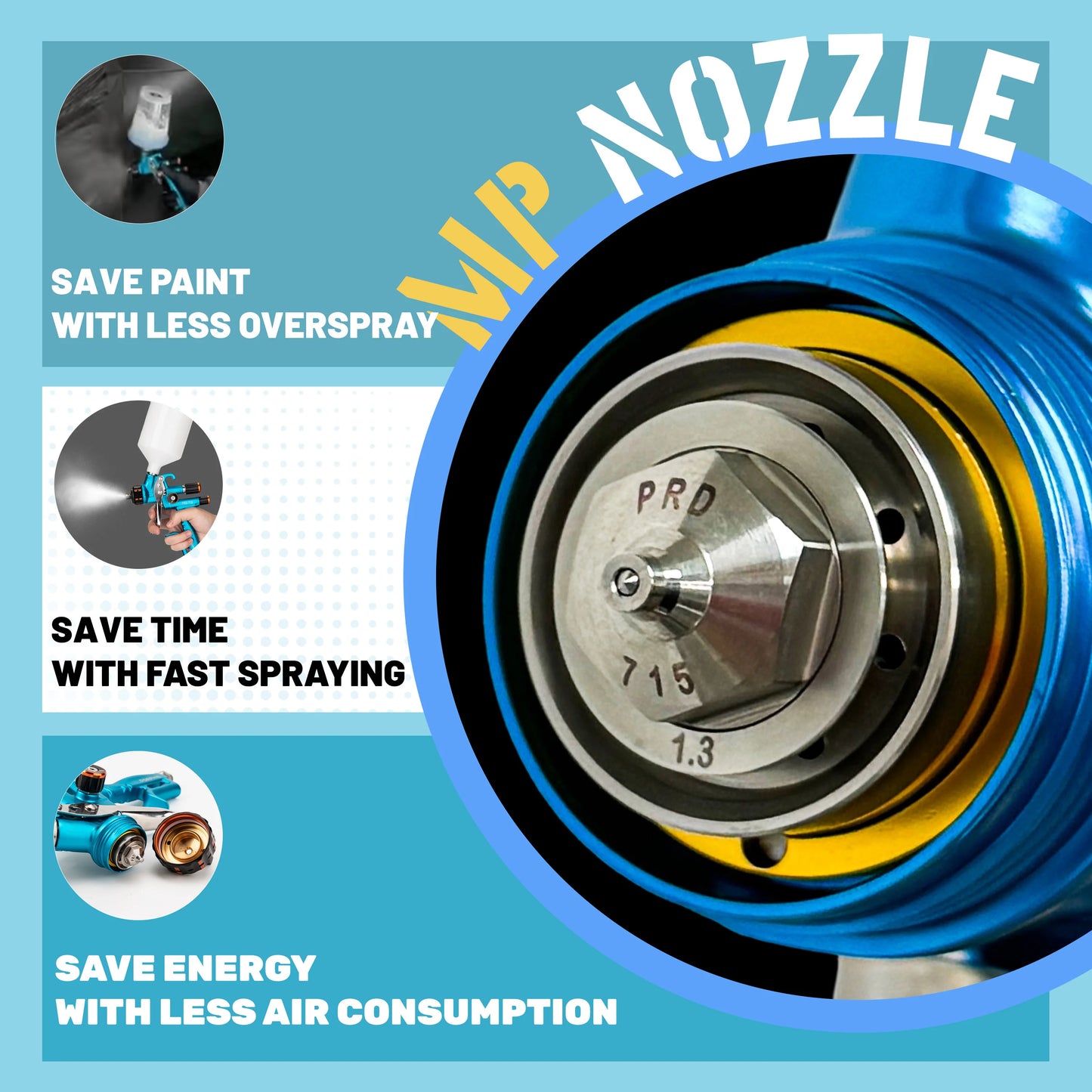 Compact High-Performance Spray Gun Blue 715 1.3MM 2