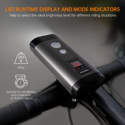 OLED Bike Front Light with Wireless Remote IPX8 Waterproof