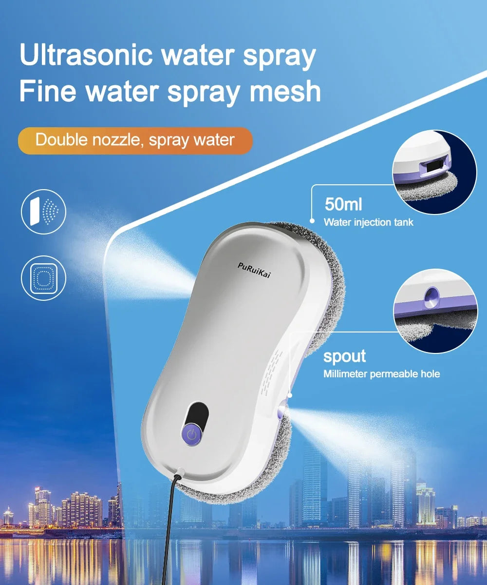 Smart Window Cleaning Robot with Electric Spray and Remote Operation