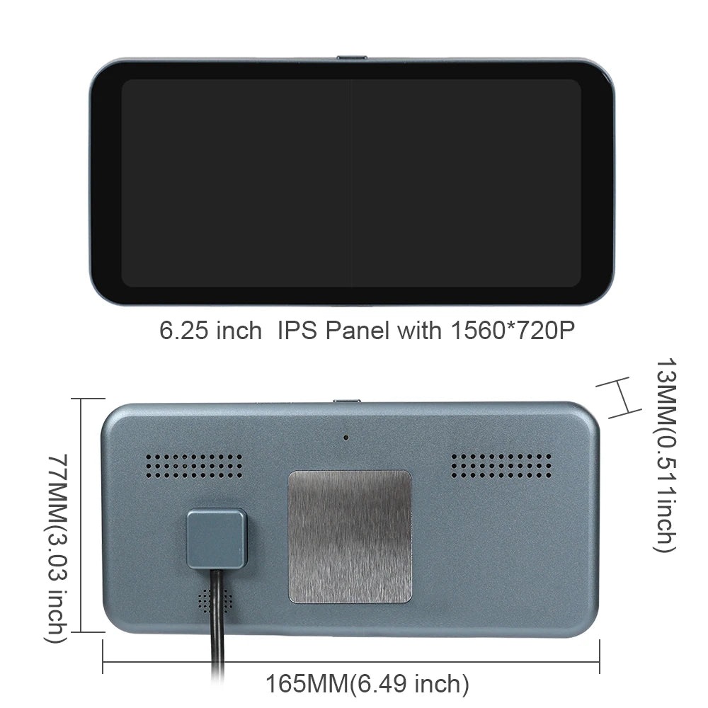 Dual Lens Car Camera System 6.25 Touch Screen