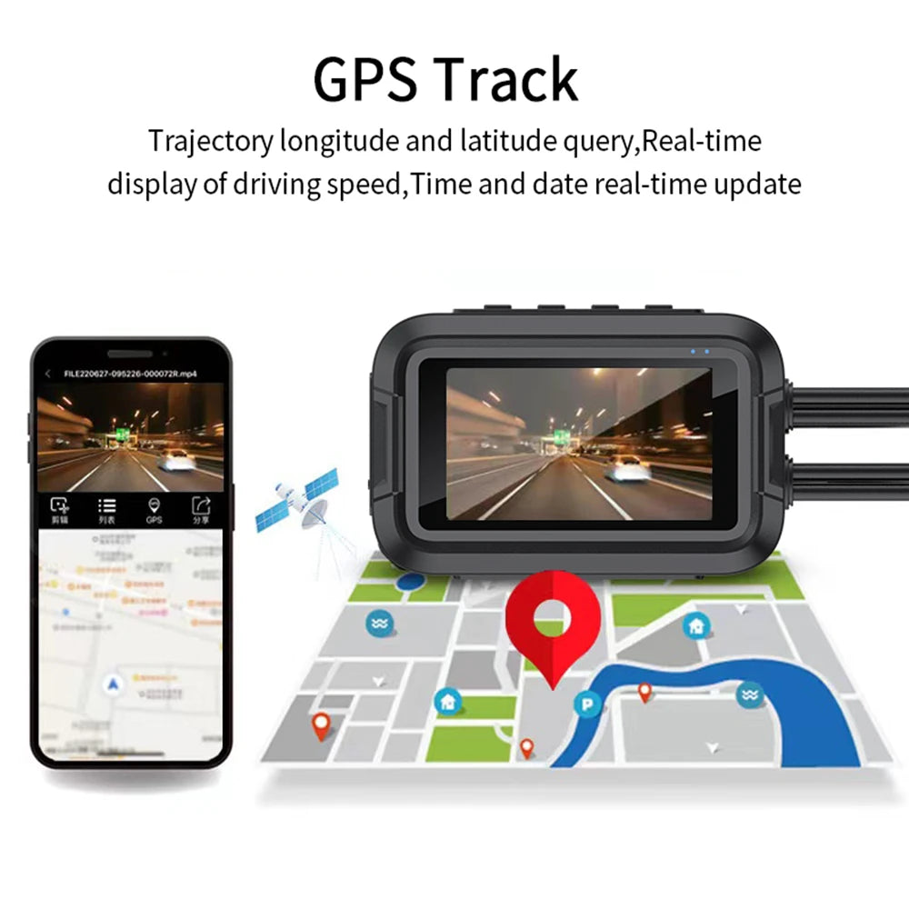 Front and Rear Motorcycle DVR Recorder with WiFi