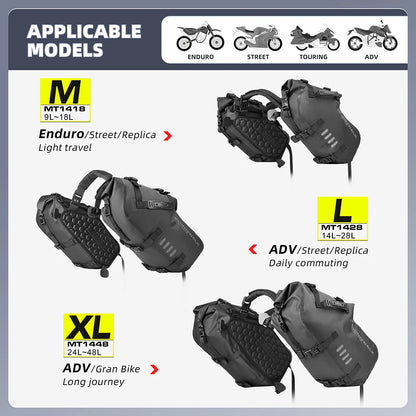 28L Motorcycle Side Bags Waterproof 2-Pack Durable Design