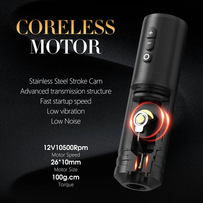 Wireless Coreless Tattoo Pen for Smooth Precision