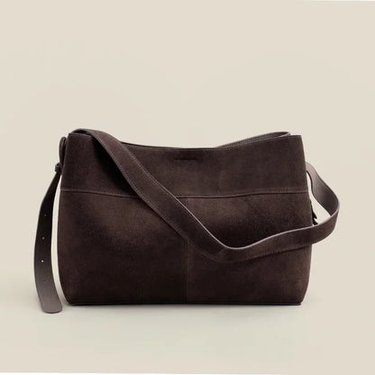 Large Coffee Suede Tote for Commuting Travel