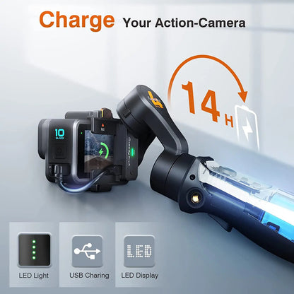 Portable 3-Axis Gimbal for Smooth Action Camera Footage