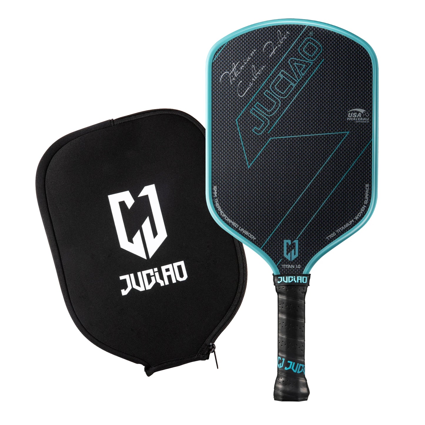 Blue Carbon Fiber Pickleball Paddle with Spin Control