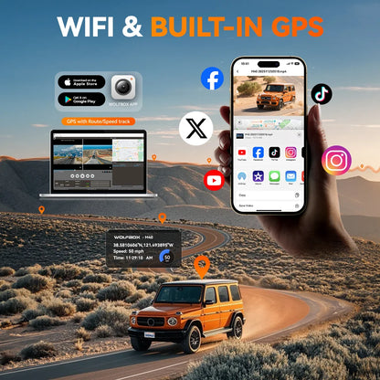 Dash Camera 4K Front Rear GPS Wi-Fi 64GB