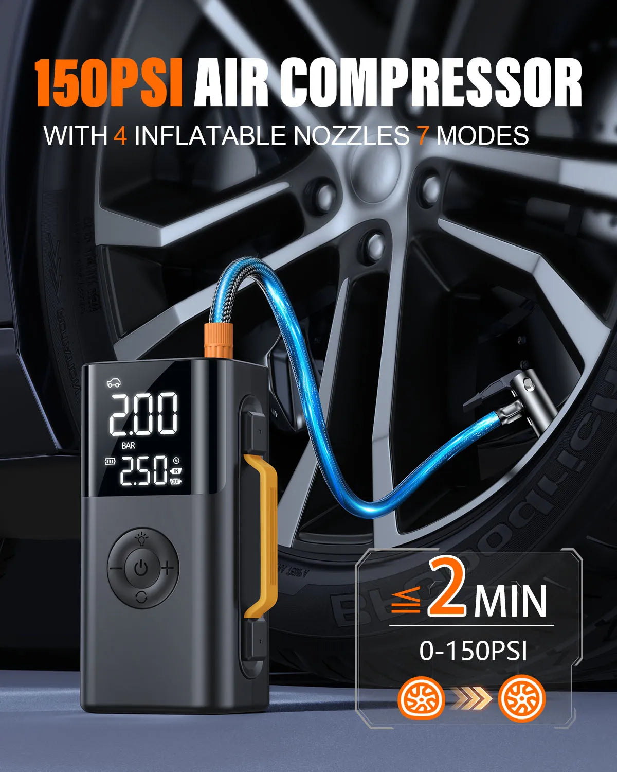 6000A Car Jump Starter with 150PSI Air Compressor
