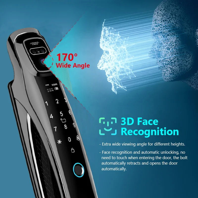 Digital Door Lock Face Unlock Matte Black