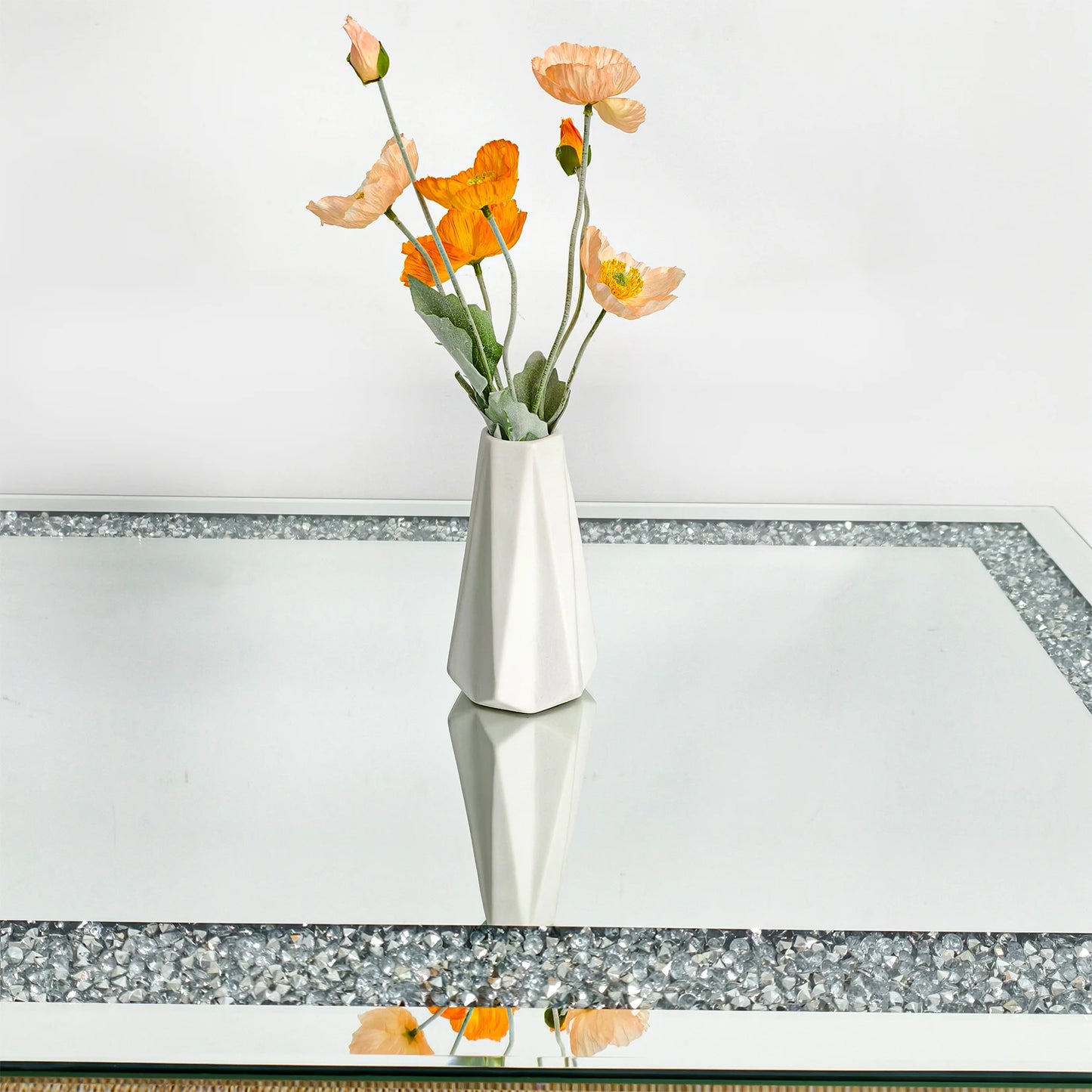 Modern Mirrored Coffee Table 120cm Crushed Crystal Centre Table
