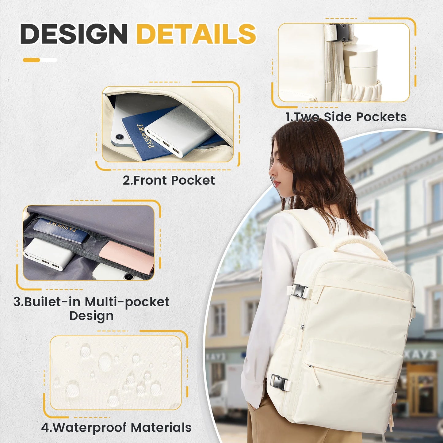 Carry On Backpack for Airline Cabin with Laptop Storage Purple
