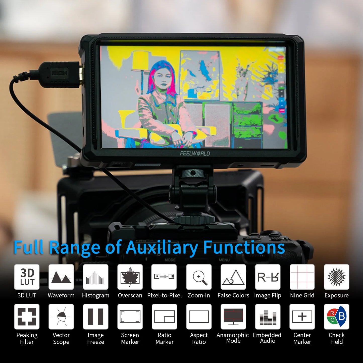 6 Inch 4K HDMI Camera Monitor 1200nit High Bright Lightweight