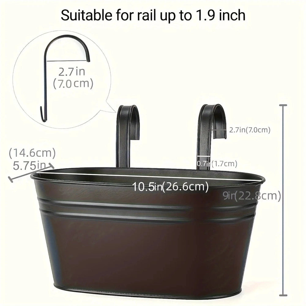 3pcs Rustic Black Hanging Planter Pots with Detachable Stands for Indoor and Outdoor Use