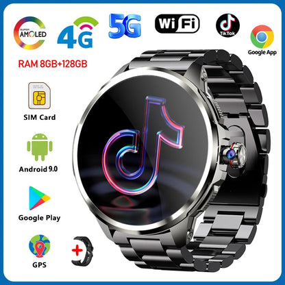 5G Smartwatch Steel Black Camera & App Support