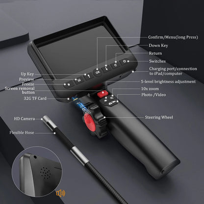 Portable 3.9mm Borescope with 210 Steering & LEDs