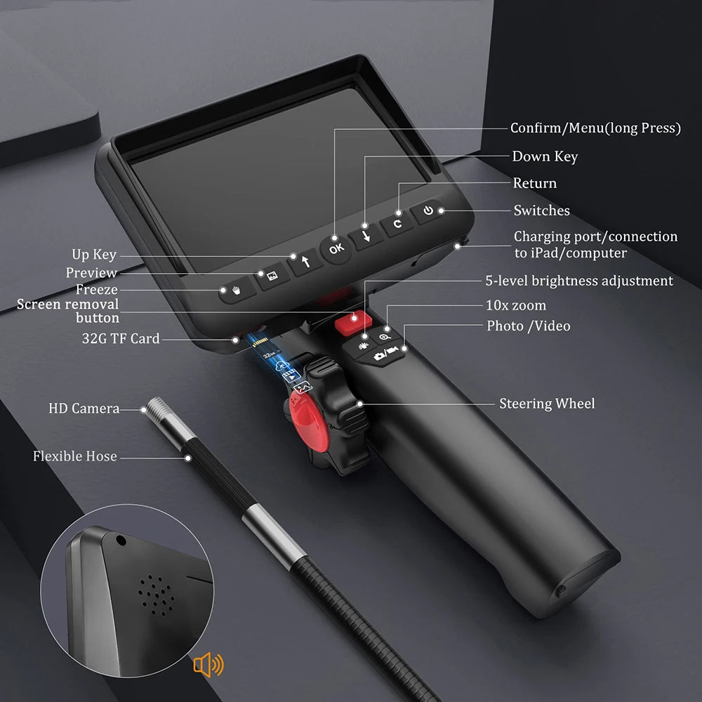8.5mm Dual Lens Endoscope Camera with LED Lights