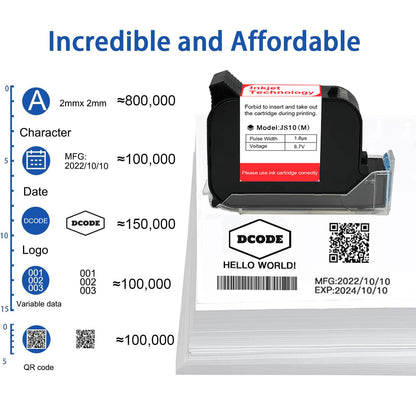 12.7mm Fast-Dry Black Ink Cartridges for Handheld Printer