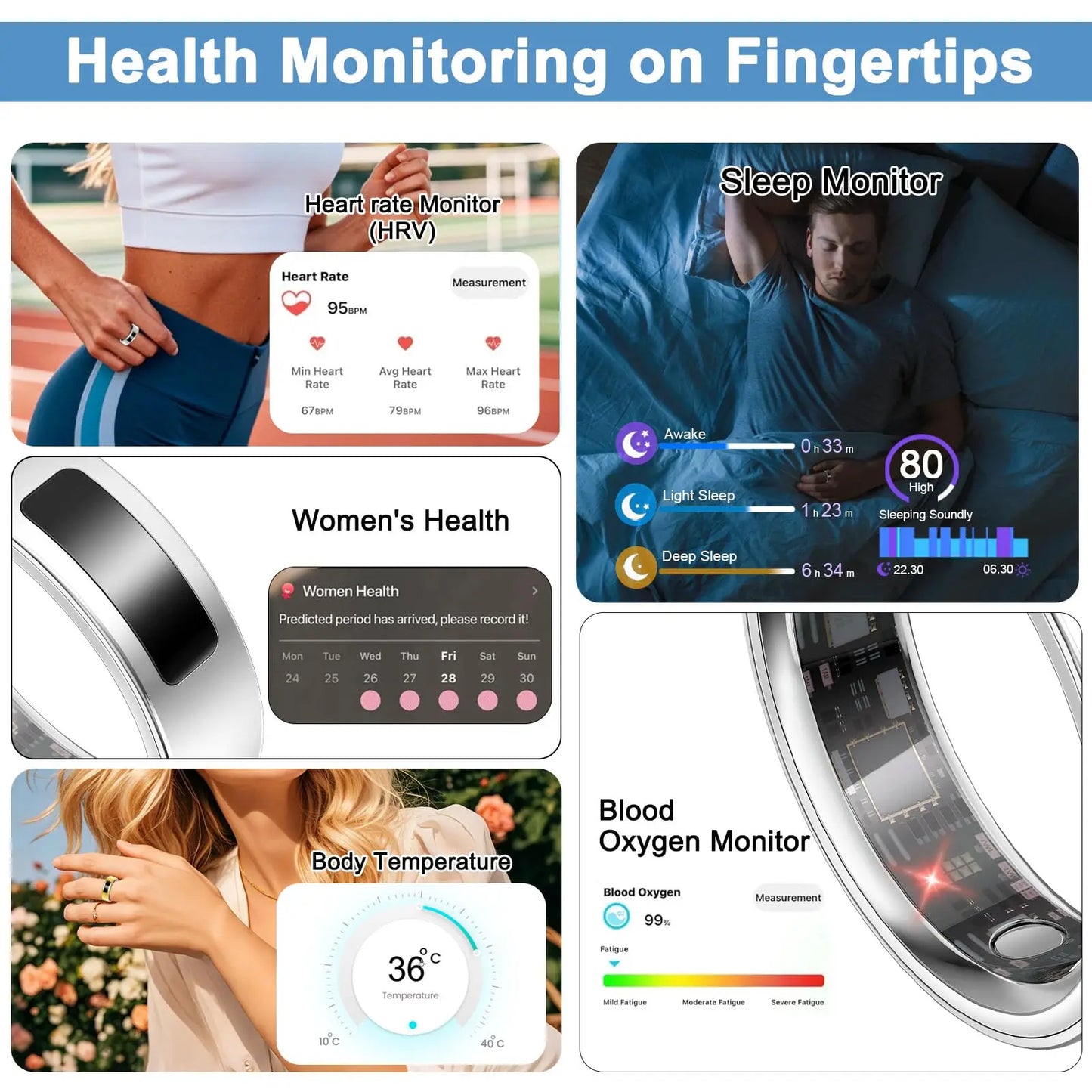 Vibration & Message Alert Smart Ring Size 10