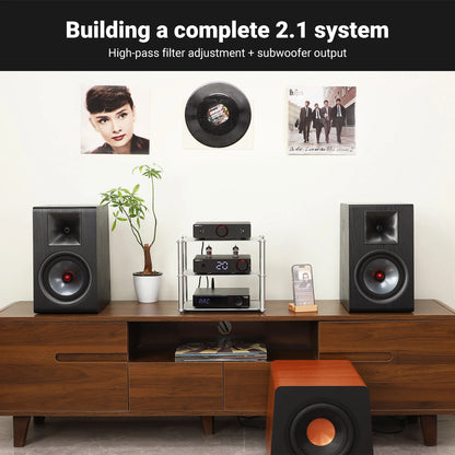 Stereo HiFi 2.0 Power Amplifier with HPF Tone