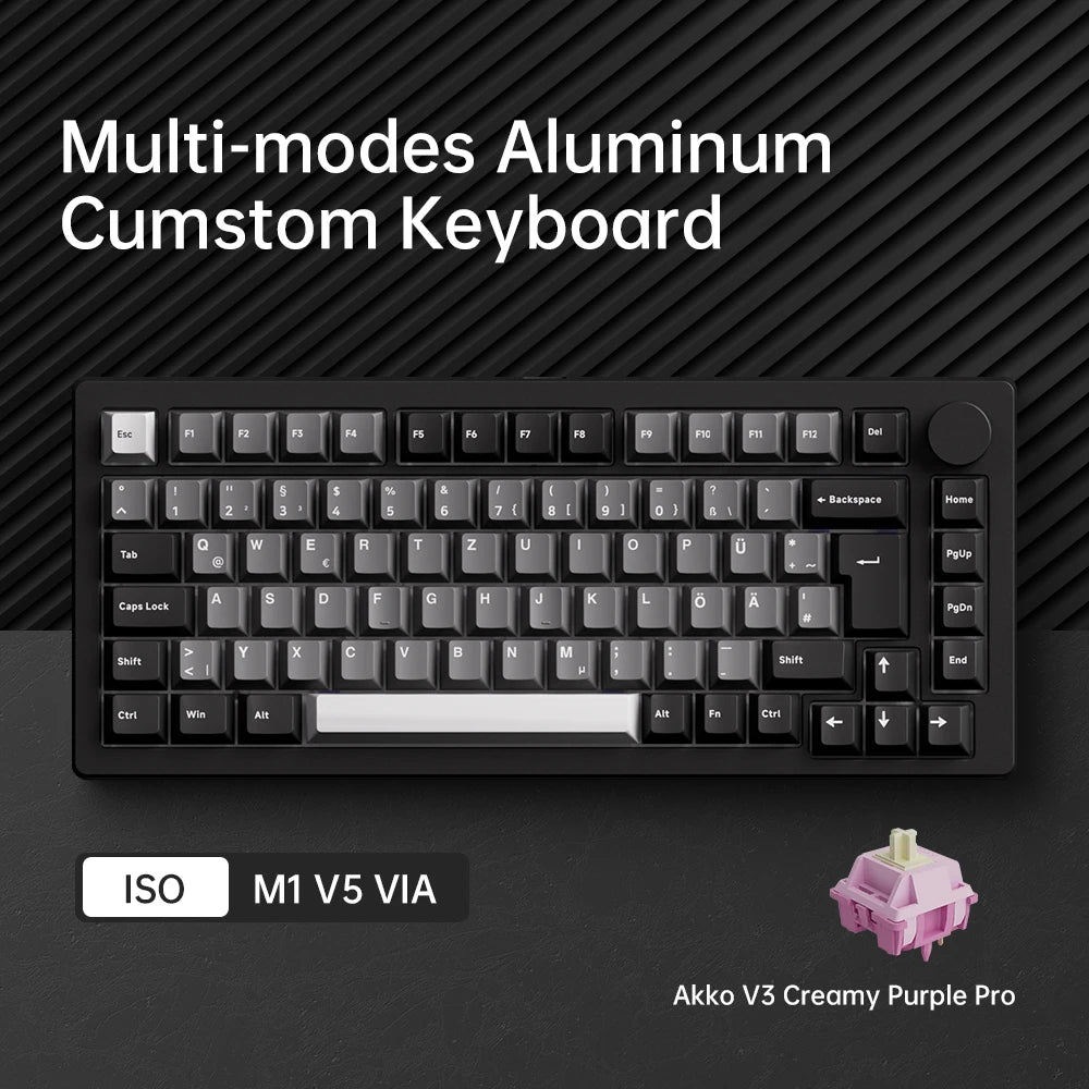 75% Mechanical Keyboard  Hot Swap RGB Black Silver